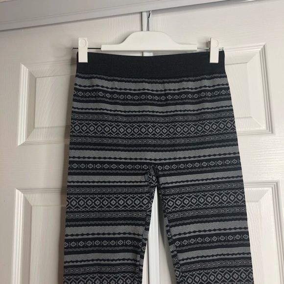 Lucky Brand Leggings Stiped Black Gray L/XL - Picture 2 of 4